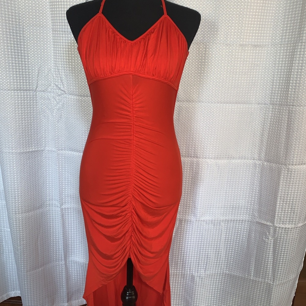 Unbranded Womens XS Orange Uneven Hem Beach Summer Dress‎